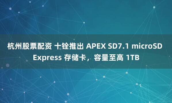 杭州股票配资 十铨推出 APEX SD7.1 microSD Express 存储卡，容量至高 1TB