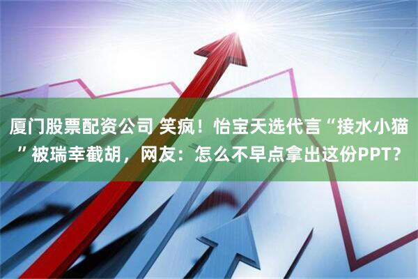 厦门股票配资公司 笑疯！怡宝天选代言“接水小猫”被瑞幸截胡，网友：怎么不早点拿出这份PPT？